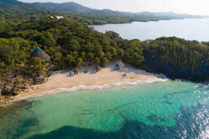 Aerial View of Paya Bay Beach in Roatán, Honduras